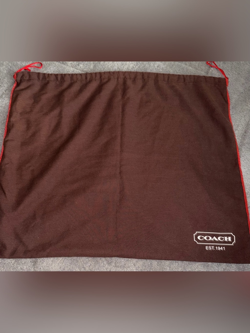 Coach Brown Drawstring Dust Bag with Red Cord